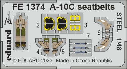 Eduard EDFE1374 1:48 Fairchild A-10C Thunderbolt II seatbelts STEEL