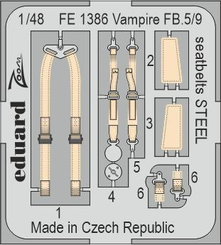 Eduard EDFE1386 1:48 de Havilland Vampire FB.5/FB.9 seatbelts STEEL