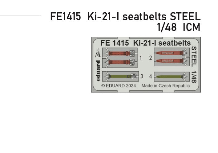 Eduard EDFE1415 Mitsubishi Ki-21-I seatbelts STEEL 1:48