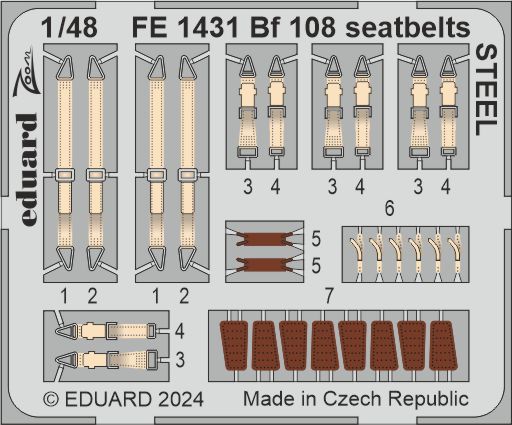 Eduard EDFE1431 Messerschmitt Bf-108B seatbelts STEEL 1:48
