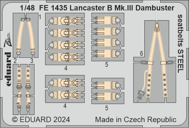 Eduard EDFE1435 Avro Lancaster B Mk.III Dambuster seatbelts STEEL 1:48