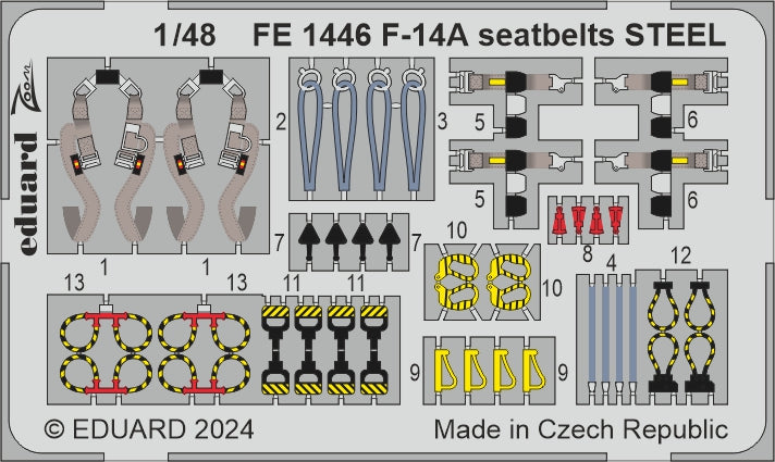 Eduard EDFE1446 Grumman F-14A Tomcat seatbelts STEEL 1:48