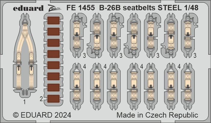 Eduard EDFE1455 Martin B-26B Marauder seatbelts STEEL 1:48