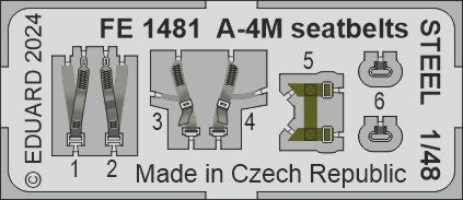 Eduard EDFE1481 Douglas A-4M Skyhawk seatbelts STEEL 1:48