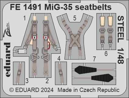 Eduard EDFE1491 Mikoyan MiG-35 seatbelts STEEL 1:48