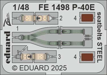 Eduard EDFE1498 Curtiss P-40E seatbelts STEEL 1:48