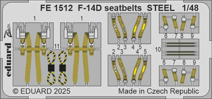 Eduard EDFE1512 Grumman F-14D Tomcat seatbelts STEEL 1:48
