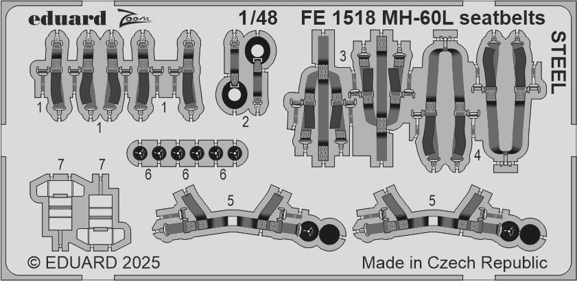 Eduard EDFE1518 Sikorsky MH-60L Black Hawk seatbelts STEEL 1:48