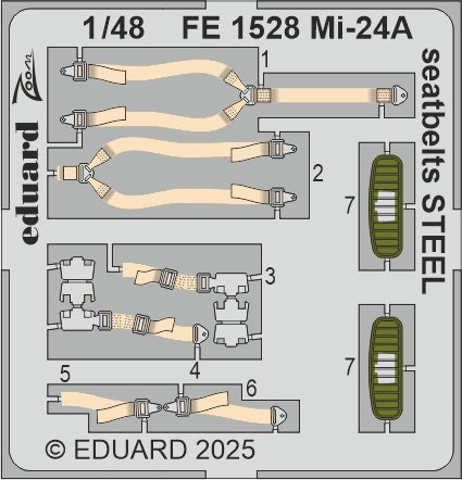 Eduard EDFE1528 MiL Mi-24A seatbelts STEEL 1:48