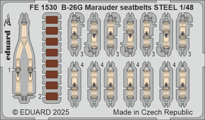 Eduard EDFE1530 Martin B-26G Marauder seatbelts STEEL 1:48
