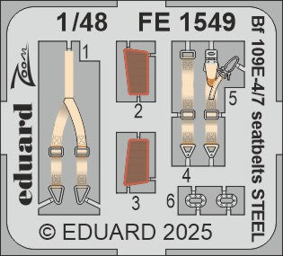 Eduard EDFE1549 Messerschmitt Bf-109E-4/7 seatbelts STEEL 1:48