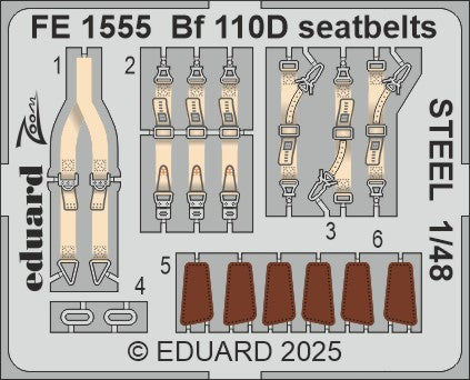 Eduard EDFE1555 Messerschmitt Bf-110D seatbelts STEEL 1:48