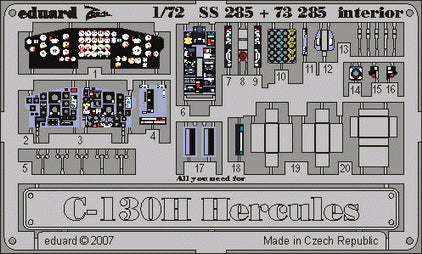 Eduard EDSS285 1:72 Lockheed C-130H Hercules interior PRE-PAINTED IN COLOUR!