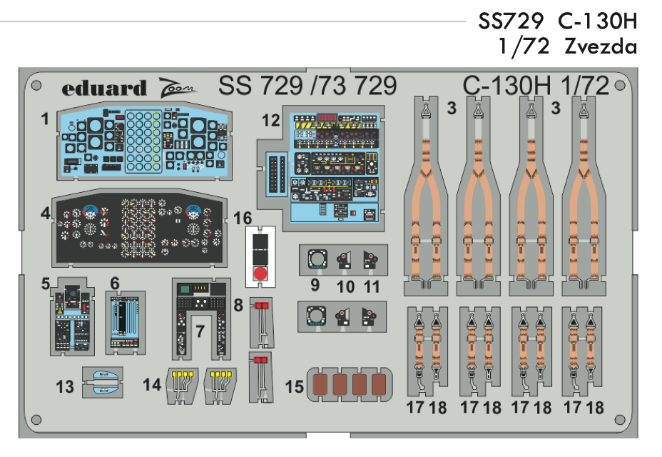 Eduard EDSS729 1:72 Lockheed C-130H Hercules cockpit detai