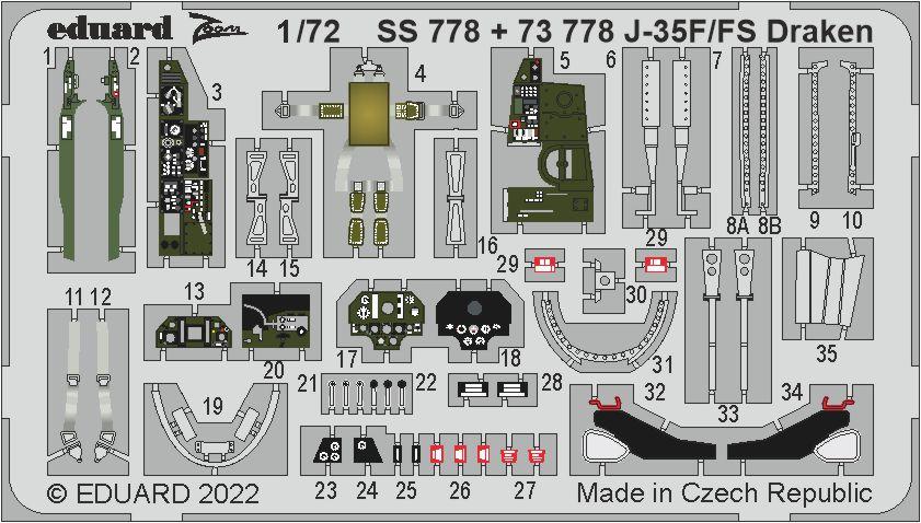 Eduard EDSS778 1:72 Saab J-35F/FS Draken