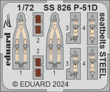 Eduard EDSS826 North-American P-51D Mustang seatbelts STEEL 1:72