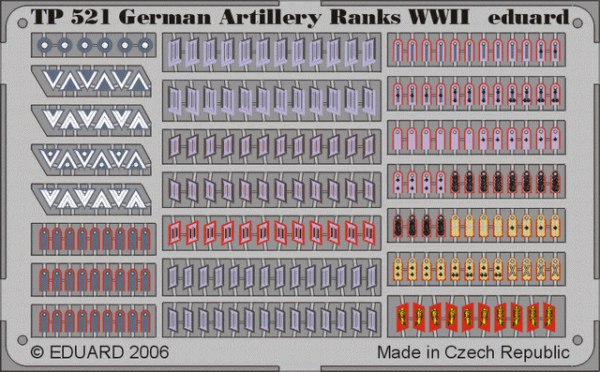 Eduard EDTP521 1:35 German Artillery Ranks uniform insignia WWII