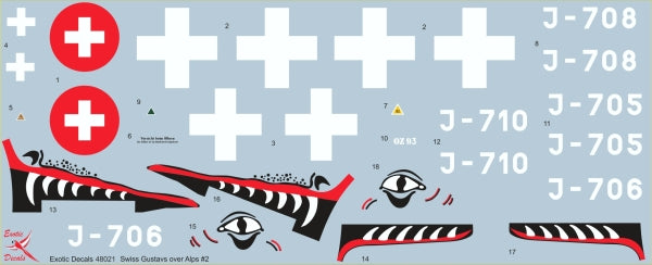 Exotic Decals EED48021 Swiss Bf-109G-6 Part 2 Decals 1:48