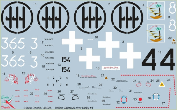 Exotic Decals EED48025 1:48 Italian Gustavs over Sicily #1