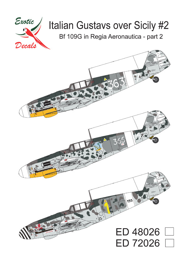 Exotic Decals EED48026 Italian Bf-109G Sicily Part 2 Decals 1:48