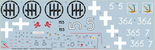 Exotic Decals EED48027 Italian Bf-109G Sicily Part 3 Decals 1:48