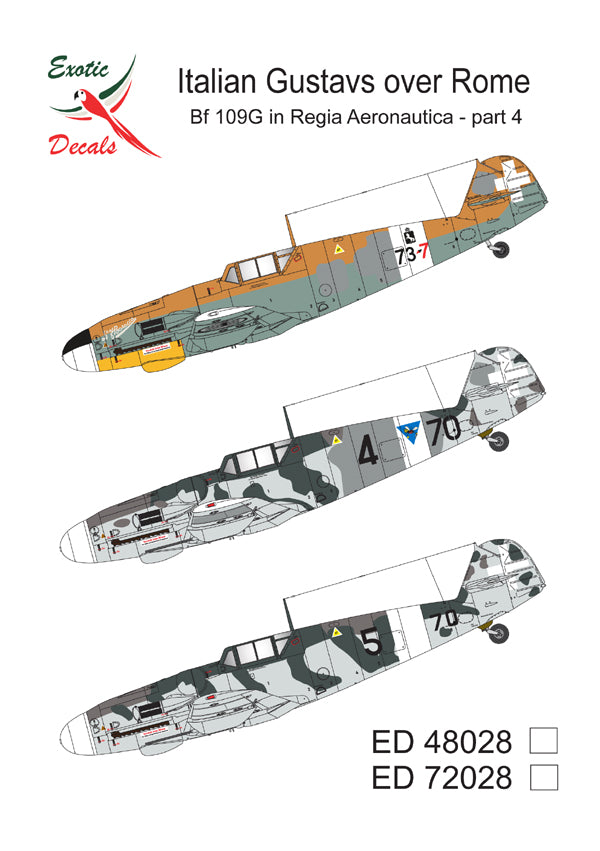 Exotic Decals EED48028 Italian Bf-109G Rome Part 4 Decals 1:48