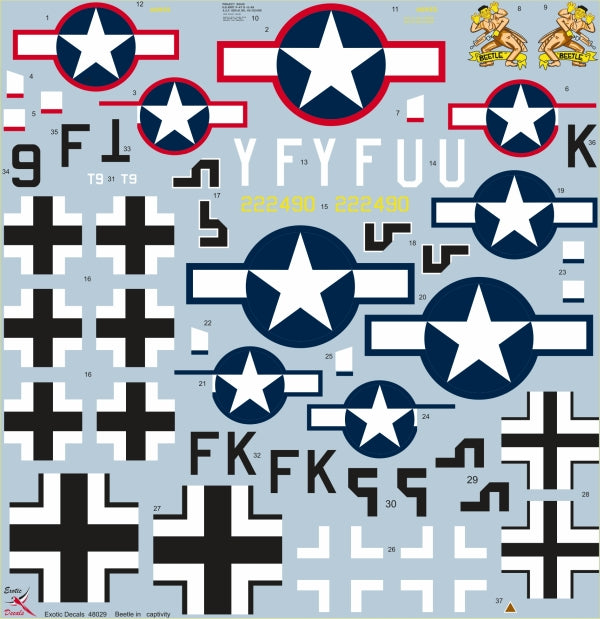 Exotic Decals EED48029 Captured P-47D-2-RE German Beetle 1:48