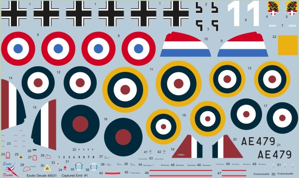 Exotic Decals EED48031 Captured Bf-109E-3 W.Nr 1304 1:48