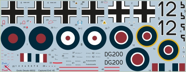 Exotic Decals EED48032 Captured Bf-109E-4/B W.Nr 4101 1:48
