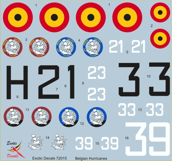 Exotic Decals EED72015 1:72 Belgian Hurricanes