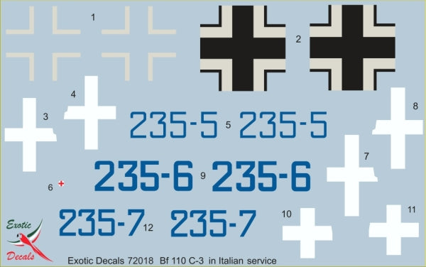 Exotic Decals EED72018 Bf 110C-3 Italian Night Fighters 1:72