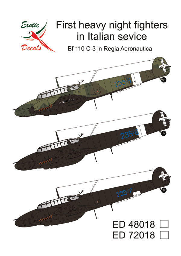 Exotic Decals EED72018 Bf 110C-3 Italian Night Fighters 1:72