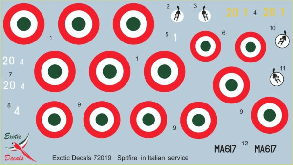 Exotic Decals EED72019 Supermarine Spitfire Regia Aeronautica 1:72