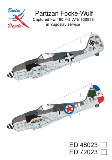 Exotic Decals EED72023 1:72 Partizan Focke-Wulf