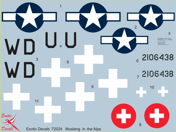Exotic Decals EED72024 1:72 Mustang in the Alps