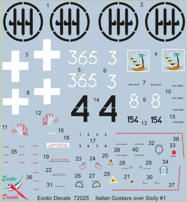 Exotic Decals EED72025 1:72 Italian Gustavs over Sicily #1