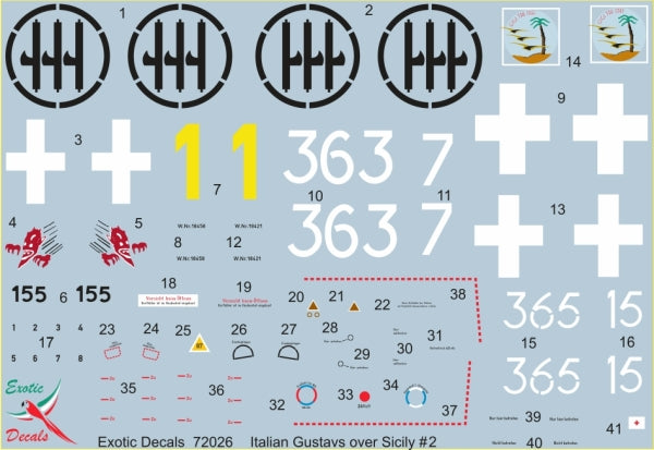 Exotic Decals EED72026 Italian Bf-109G Sicily Part 2 Decals 1:72