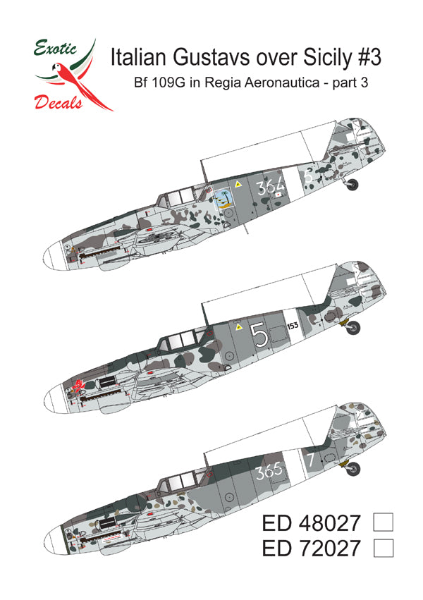 Exotic Decals EED72027 Italian Bf-109G Sicily Part 3 Decals 1:72