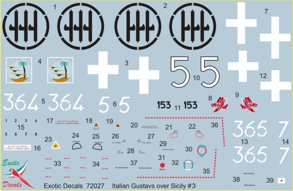 Exotic Decals EED72027 Italian Bf-109G Sicily Part 3 Decals 1:72