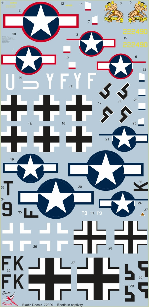 Exotic Decals EED72029 Captured P-47D-2-RE German Beetle 1:72