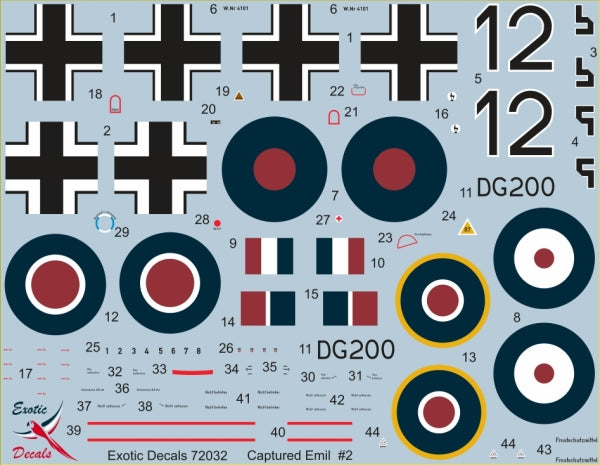 Exotic Decals EED72032 Captured Bf-!09E-4/B W.Nr 4101 1:72