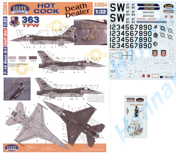 Elite Decals ELT32004 1:32 Lockheed-Martin F-16C Nose Art 363TFW Part 3.
