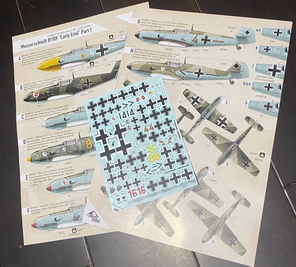 Everest Models EMD7201 1:72 Messerschmitt Bf-109E-1/Bf-109E-3 Early Emils Part 1