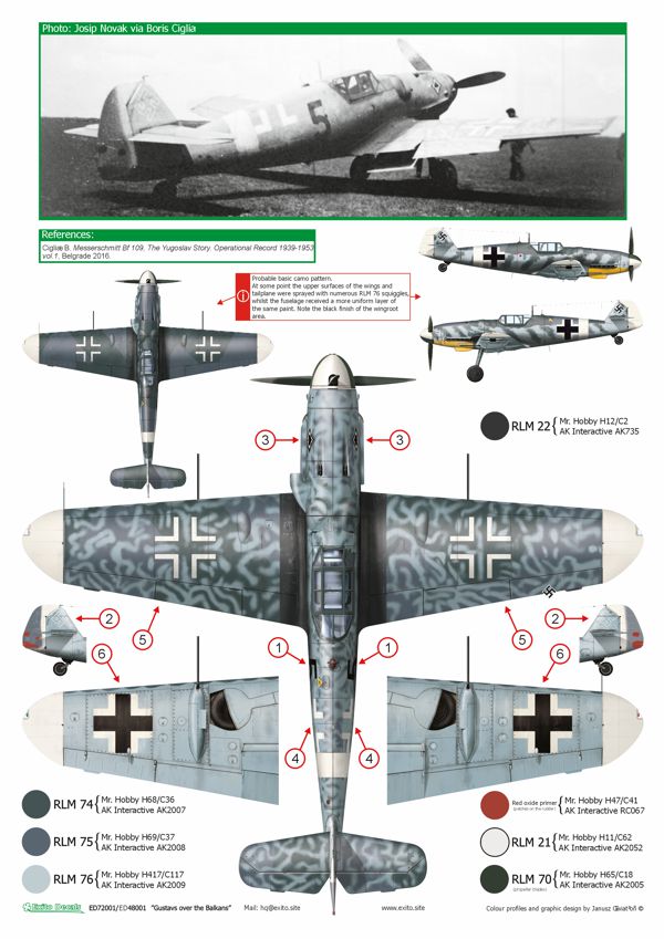 Exito Decals EXED48001 1:48 Messerschmitt Bf-109G-6, 'White 12', flown by Uffz