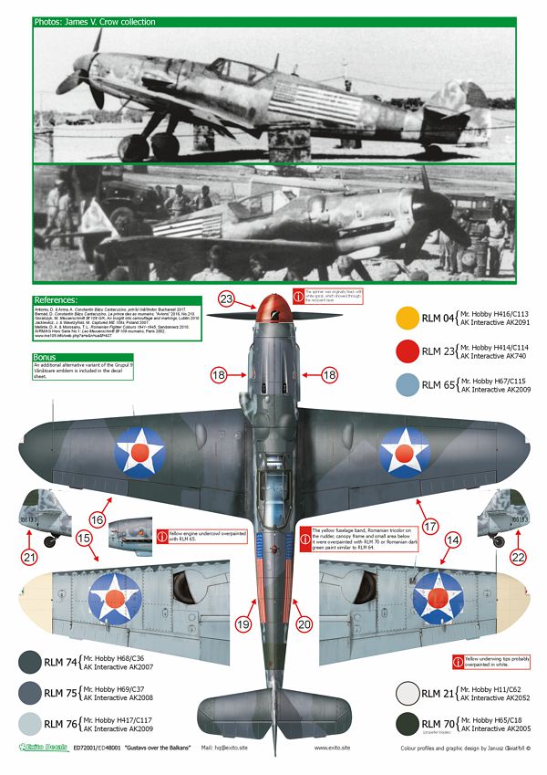 Exito Decals EXED48001 1:48 Messerschmitt Bf-109G-6, 'White 12', flown by Uffz
