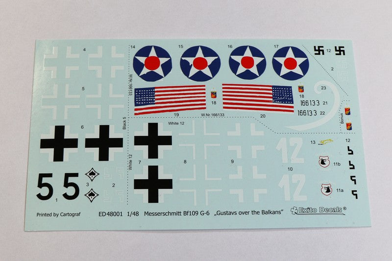 Exito Decals EXED48001 1:48 Messerschmitt Bf-109G-6, 'White 12', flown by Uffz