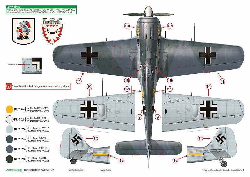 Exito Decals EXED48002 1:48 Focke-Wulf Fw-190A-3, 'Yellow 7', flown by Oblt