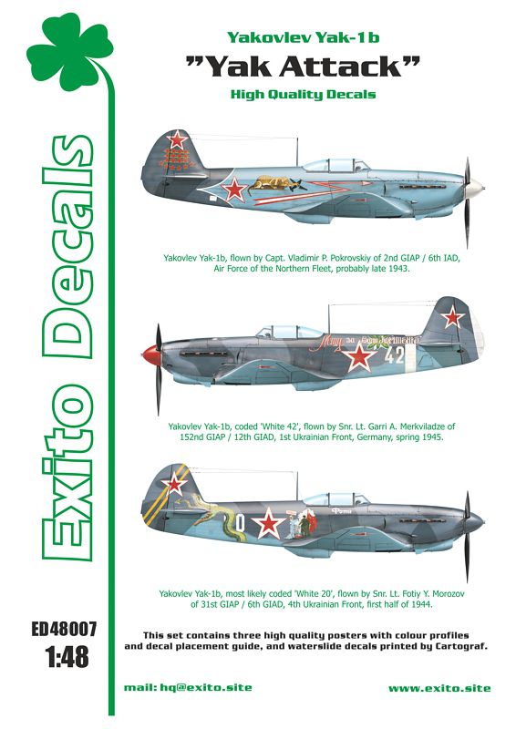 Exito Decals EXED48007 Yak Attack Yak-1b Markings 1:48