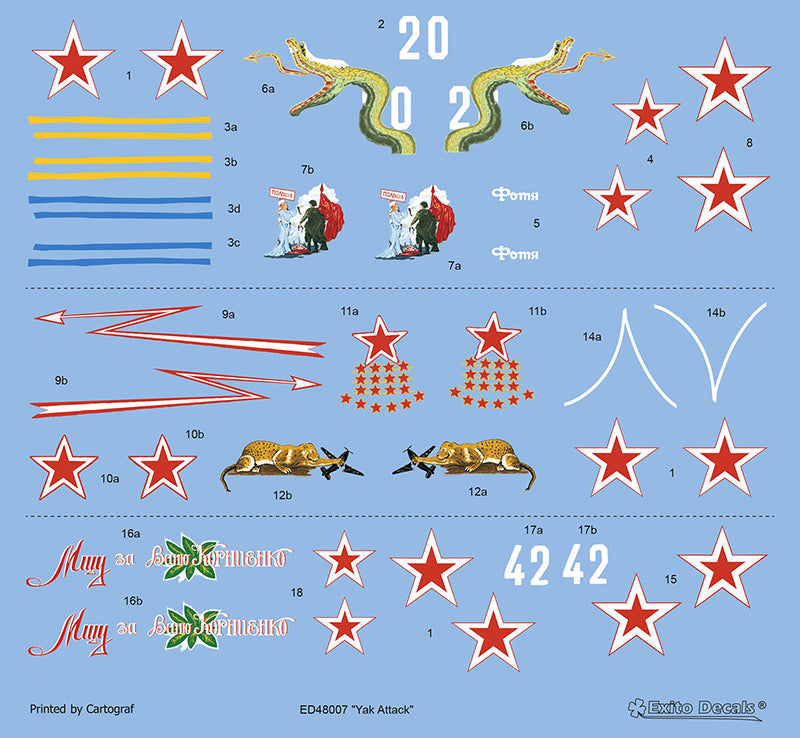 Exito Decals EXED48007 Yak Attack Yak-1b Markings 1:48