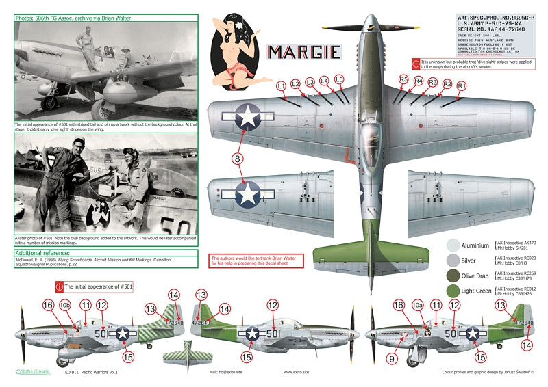 Exito Decals EXED48011 Pacific Warriors Vol.1 US Fighters 1:48